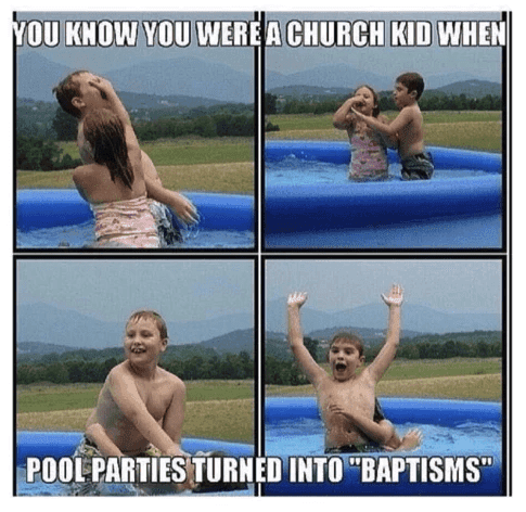 church kid pool baptisms funny meme