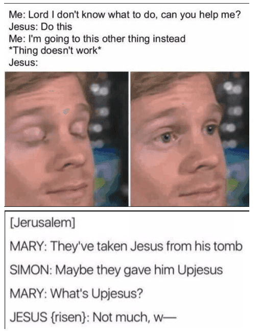 jesus rising from dead funny meme