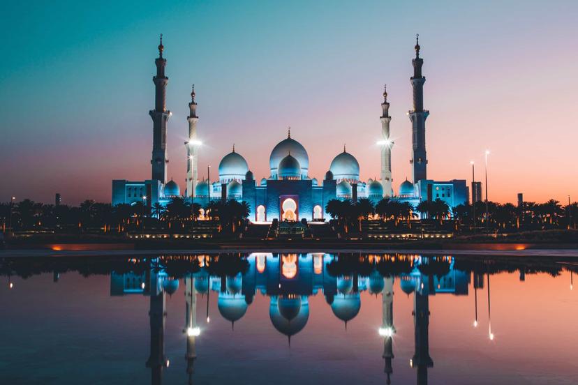 A beautiful Islamic mosque, or place of worship.